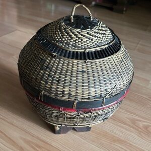 Traditional Vintage Asian Hand Woven Fishing Basket